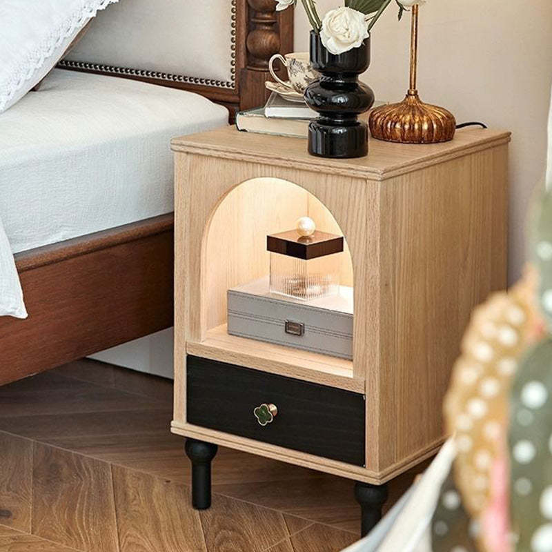 Vintage Solid Wood 1-Drawer Nightstand