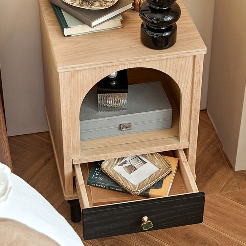 Vintage Solid Wood 1-Drawer Nightstand