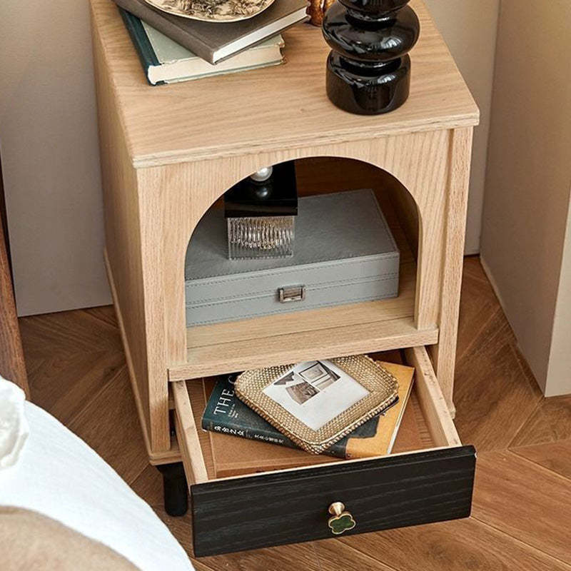 Vintage Solid Wood 1-Drawer Nightstand