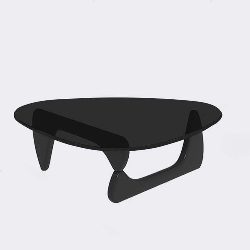 Minimalist Oval Wood Glass Tripod Coffee Table