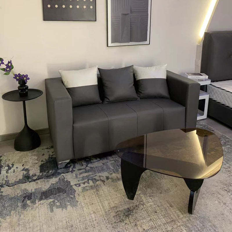 Minimalist Oval Wood Glass Tripod Coffee Table — G