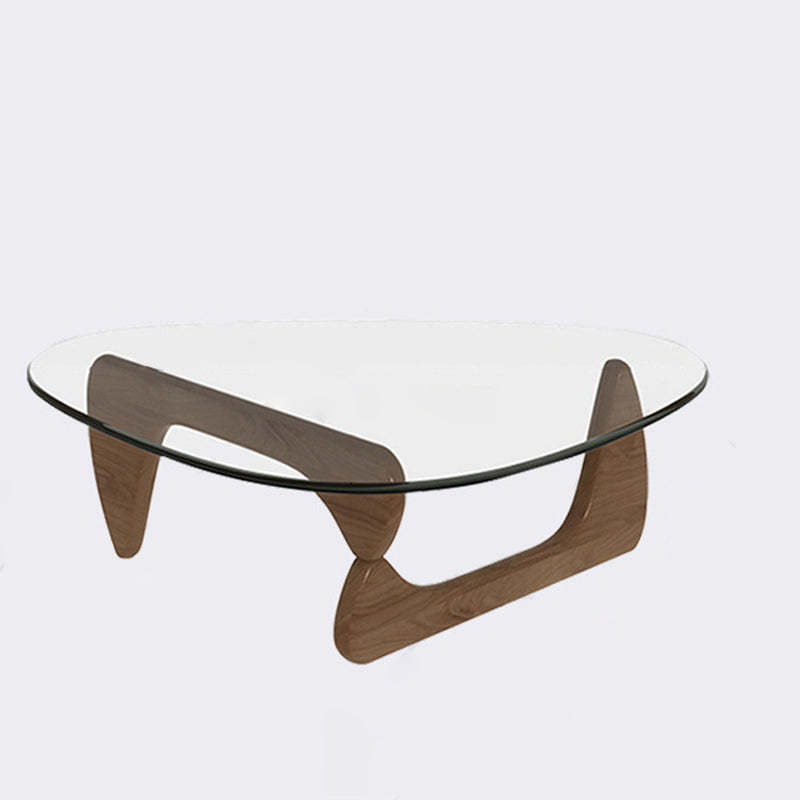 Minimalist Oval Wood Glass Tripod Coffee Table