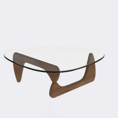 Minimalist Oval Wood Glass Tripod Coffee Table