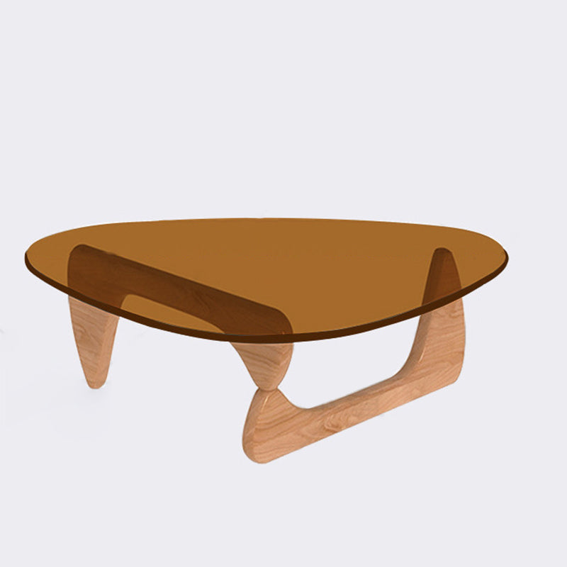 Minimalist Oval Wood Glass Tripod Coffee Table