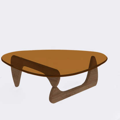 Minimalist Oval Wood Glass Tripod Coffee Table