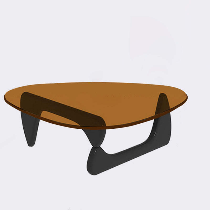 Minimalist Oval Wood Glass Tripod Coffee Table