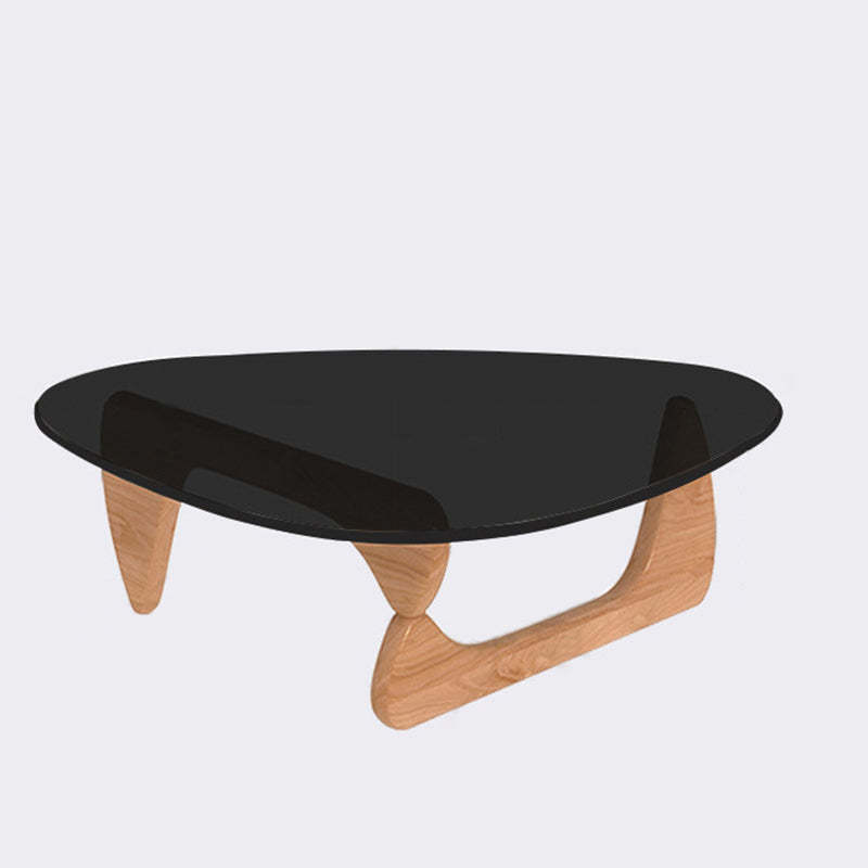 Minimalist Oval Wood Glass Tripod Coffee Table