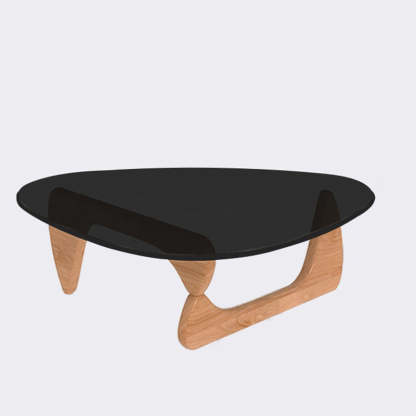 Minimalist Oval Wood Glass Tripod Coffee Table