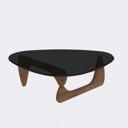 Minimalist Oval Wood Glass Tripod Coffee Table