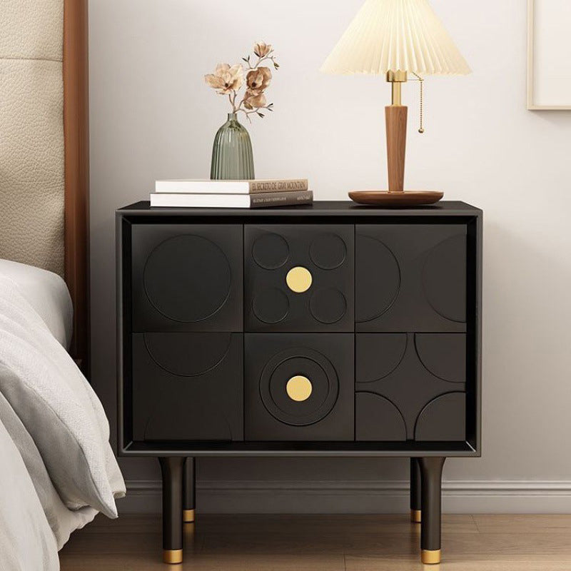 Vintage Solid Wood Rectangular Nightstand 2-Drawer