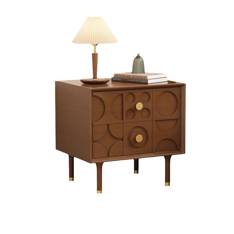Vintage Solid Wood Rectangular Nightstand 2-Drawer