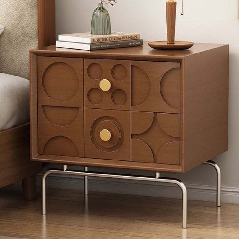 Vintage Solid Wood Rectangular Nightstand 2-Drawer