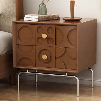 Vintage Solid Wood Rectangular Nightstand 2-Drawer