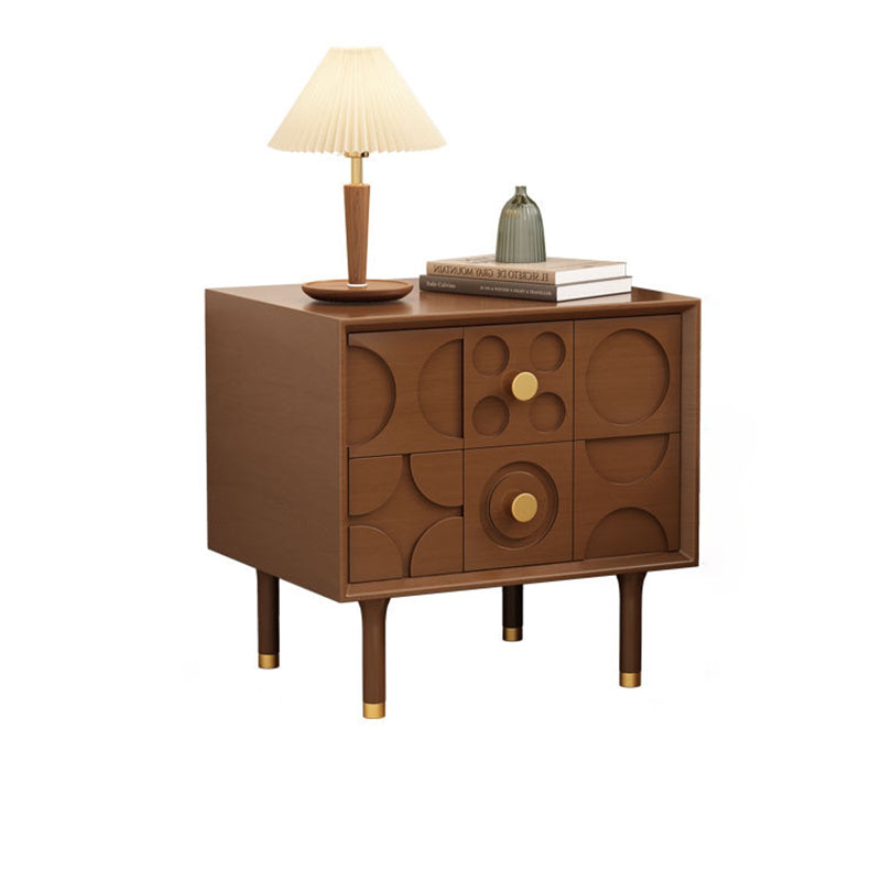 Vintage Solid Wood Rectangular Nightstand 2-Drawer