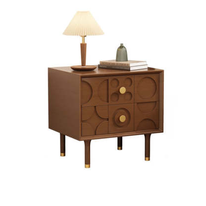 Vintage Solid Wood Rectangular Nightstand 2-Drawer