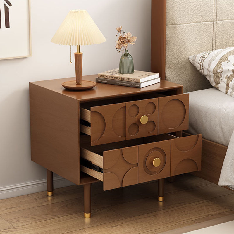 Vintage Solid Wood Rectangular Nightstand 2-Drawer