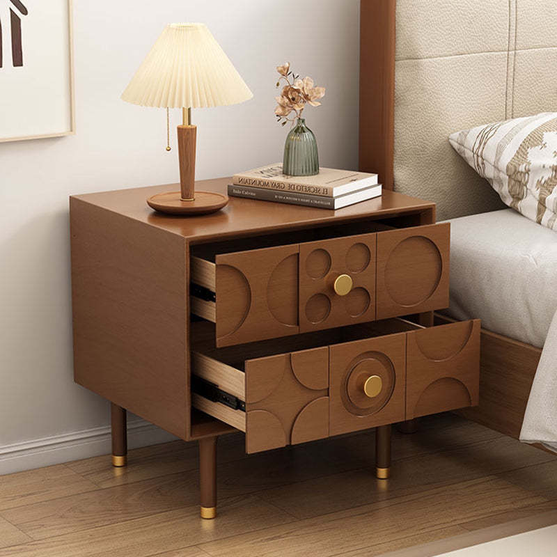 Vintage Solid Wood Rectangular Nightstand 2-Drawer