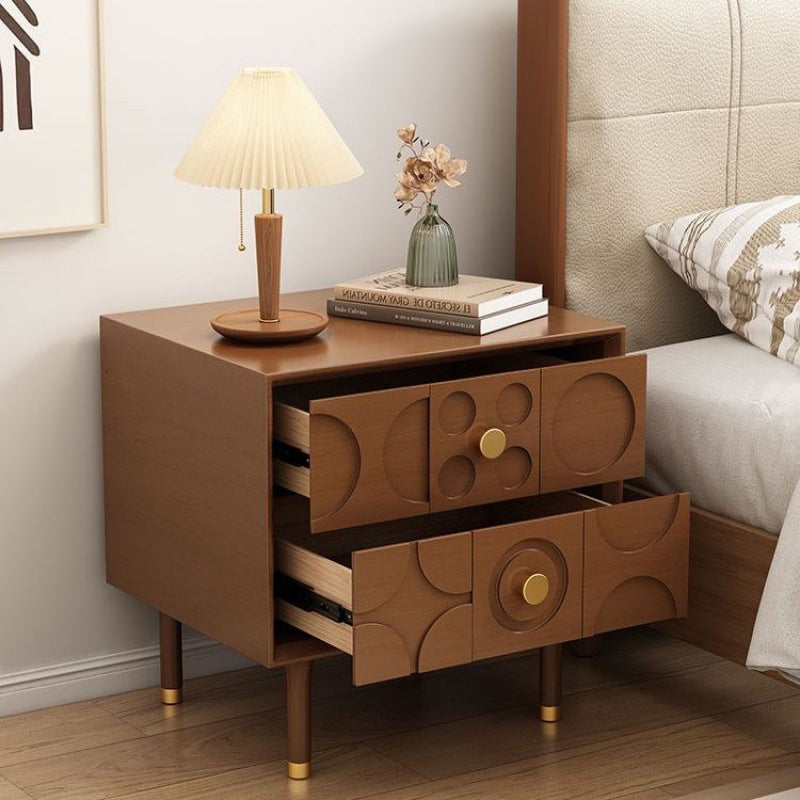 Vintage Solid Wood Rectangular Nightstand 2-Drawer