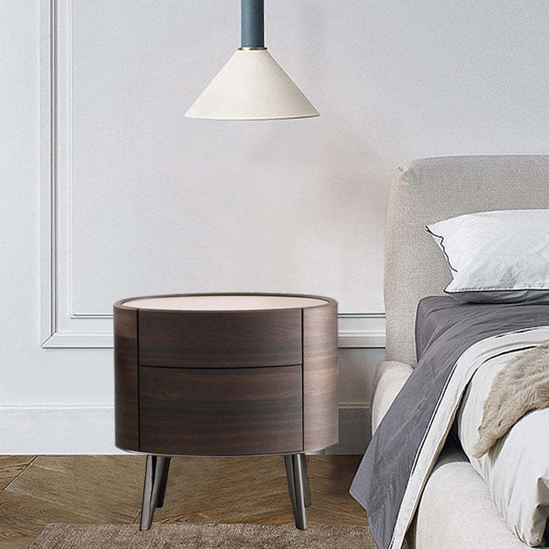 Modern Luxury Oval Solid Wood Glass Nightstand
