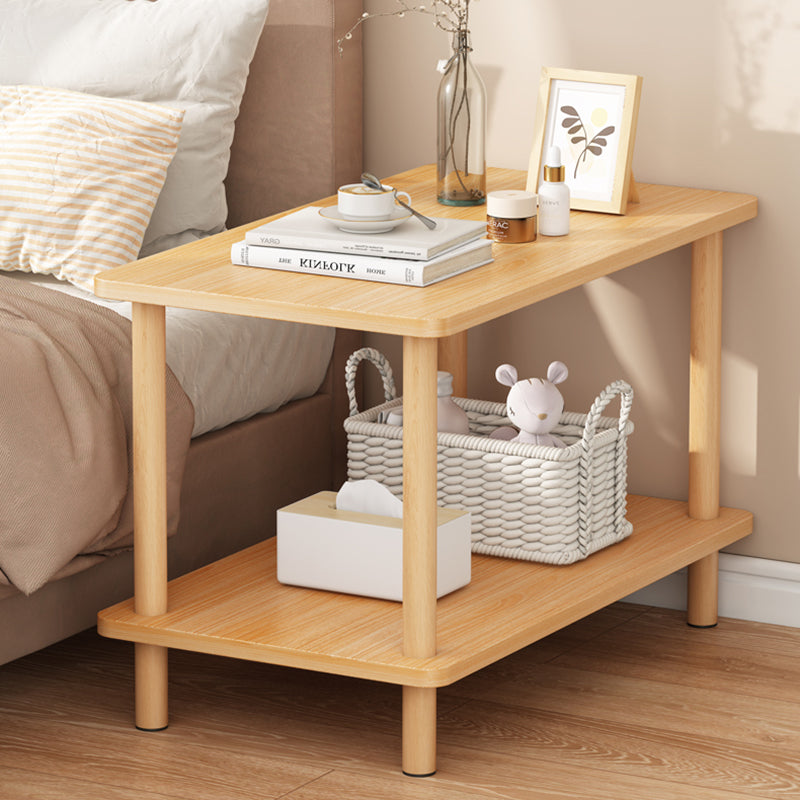 Minimalist Wood Coffee Table 2-Tier — Walnut Color