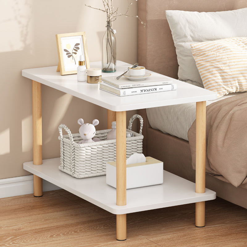 Minimalist Wood Coffee Table 2-Tier — White