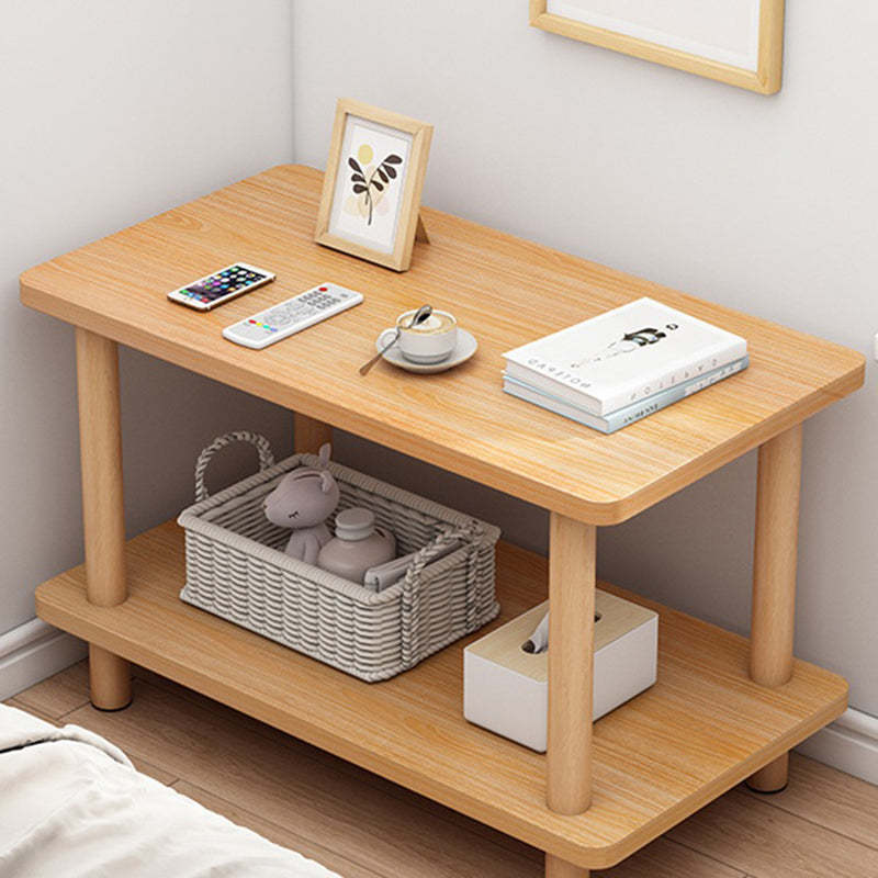 Minimalist Wood Coffee Table 2-Tier — Walnut Color