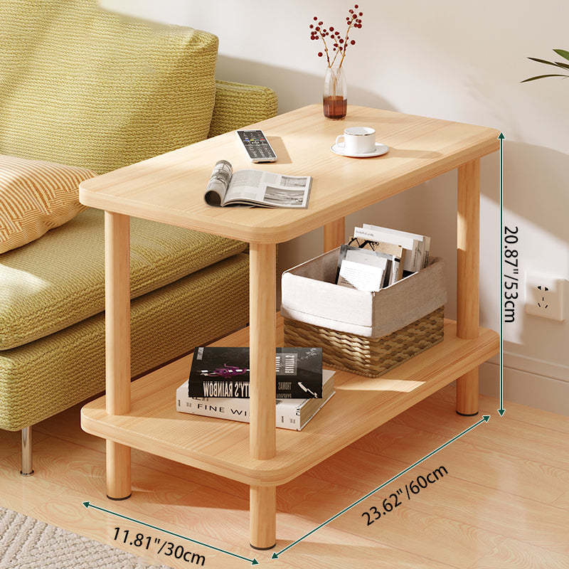 Minimalist Wood Coffee Table 2-Tier — White