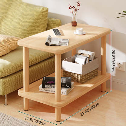 Minimalist Wood Coffee Table 2-Tier — White