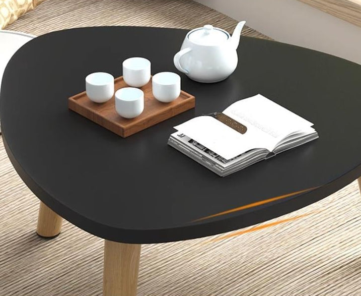 Minimalist Triangle Wood Tripod Coffee Table — Original Wood Color