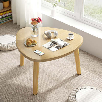 Minimalist Triangle Wood Tripod Coffee Table — White