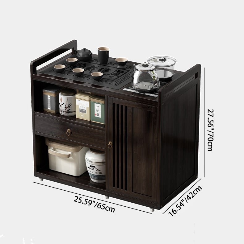 Chinese Bamboo Coffee Table 3-Cabinet