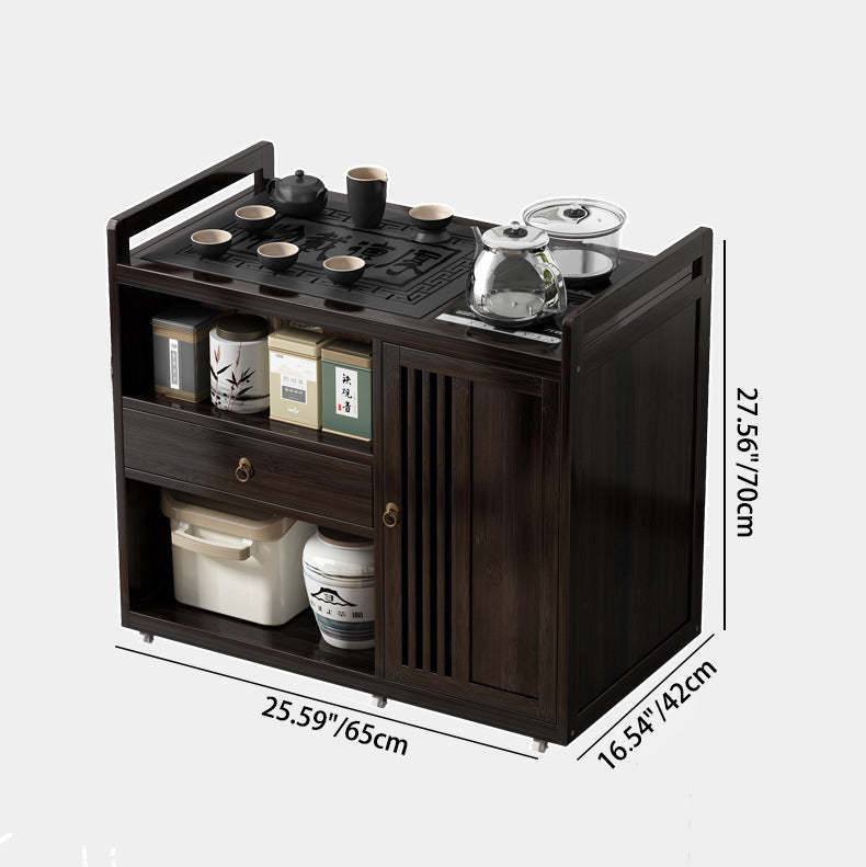 Chinese Bamboo Coffee Table 3-Cabinet