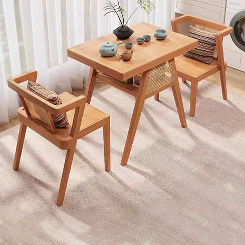 Scandinavian Solid Wood Coffee Table 1-Shelf — Original Wood Color