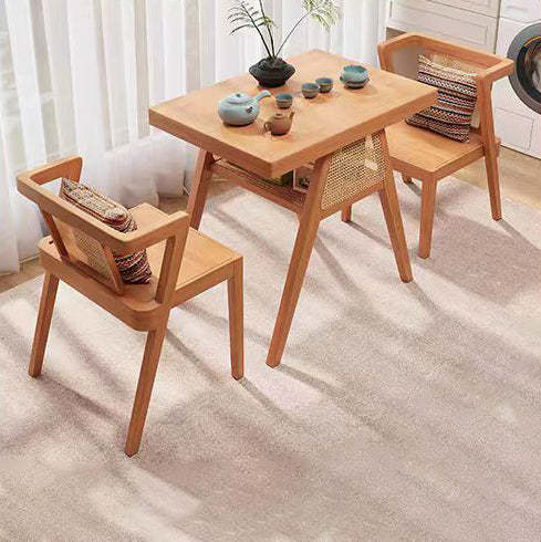 Scandinavian Solid Wood Coffee Table 1-Shelf — Original Wood Color