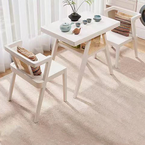 Scandinavian Solid Wood Coffee Table 1-Shelf — White