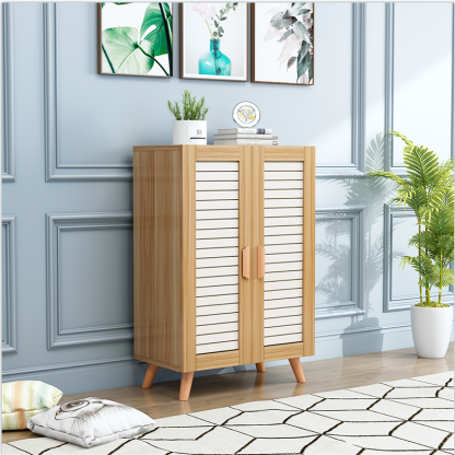 Scandinavian Wood Metal Shoe Storage