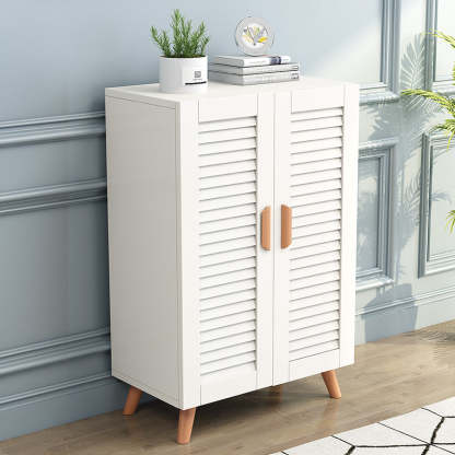 Scandinavian Wood Metal Shoe Storage — White