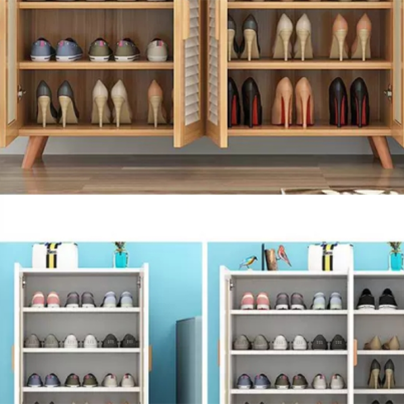 Scandinavian Wood Metal Shoe Storage