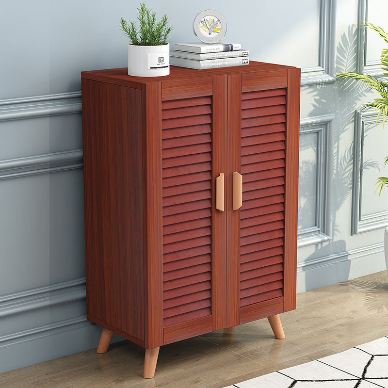 Scandinavian Wood Metal Shoe Storage — Teak Color
