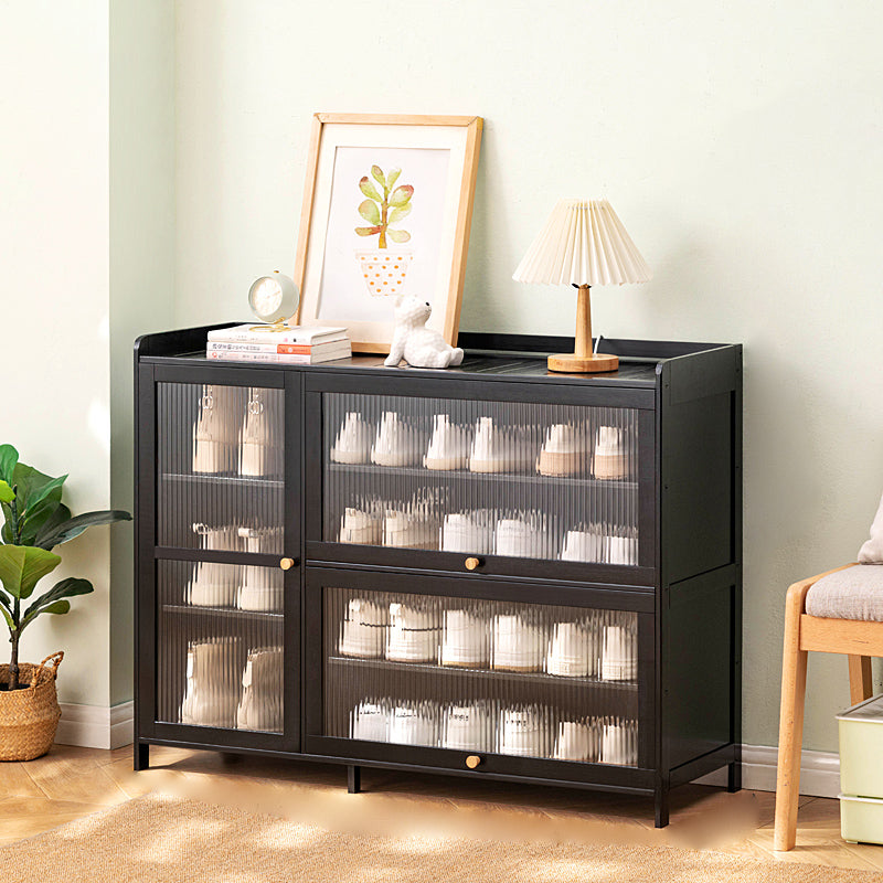 Minimalist Bamboo Plastic Glass Shoe Storage