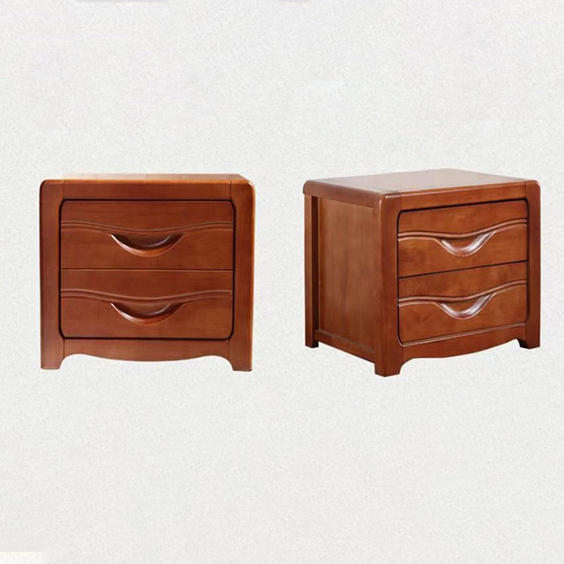 Minimalist Solid Wood Slab 2-Drawer Nightstand