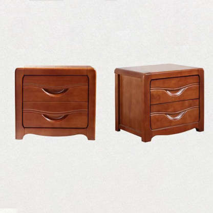 Minimalist Solid Wood Slab 2-Drawer Nightstand