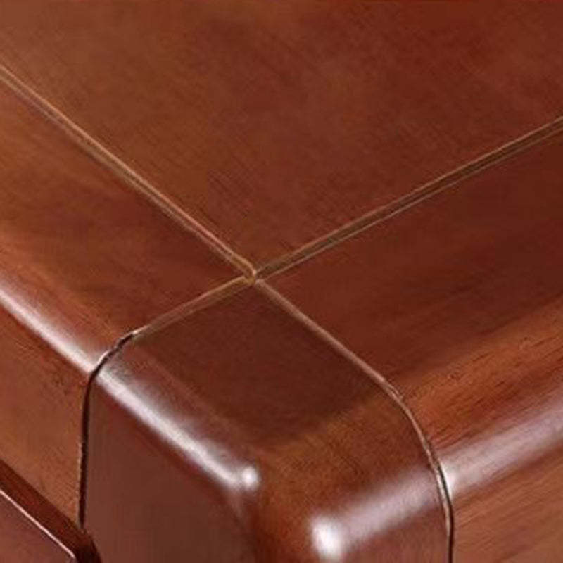 Minimalist Solid Wood Slab 2-Drawer Nightstand — Begonia Color
