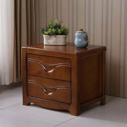 Minimalist Solid Wood Slab 2-Drawer Nightstand