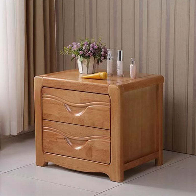 Minimalist Solid Wood Slab 2-Drawer Nightstand