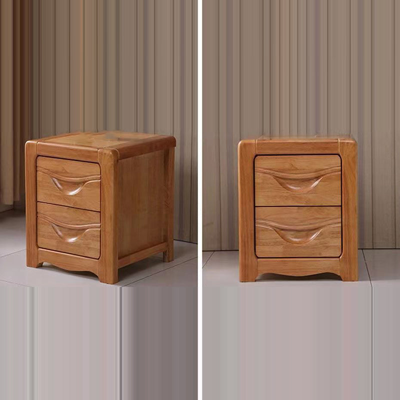 Minimalist Solid Wood Slab 2-Drawer Nightstand