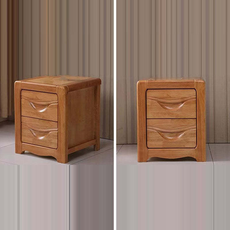 Minimalist Solid Wood Slab 2-Drawer Nightstand