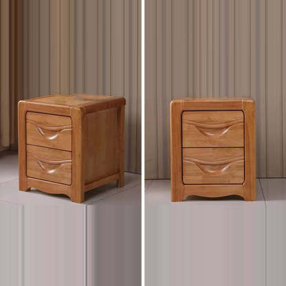Minimalist Solid Wood Slab 2-Drawer Nightstand