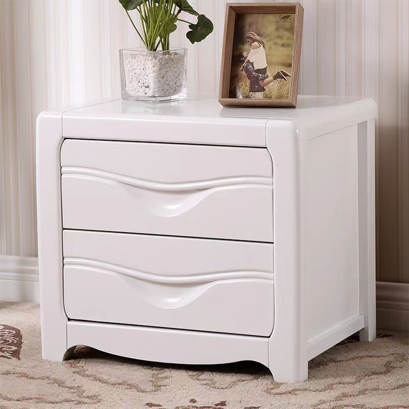 Minimalist Solid Wood Slab 2-Drawer Nightstand