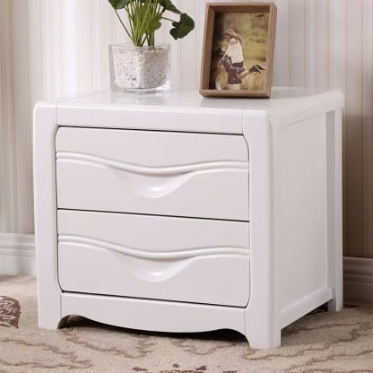 Minimalist Solid Wood Slab 2-Drawer Nightstand